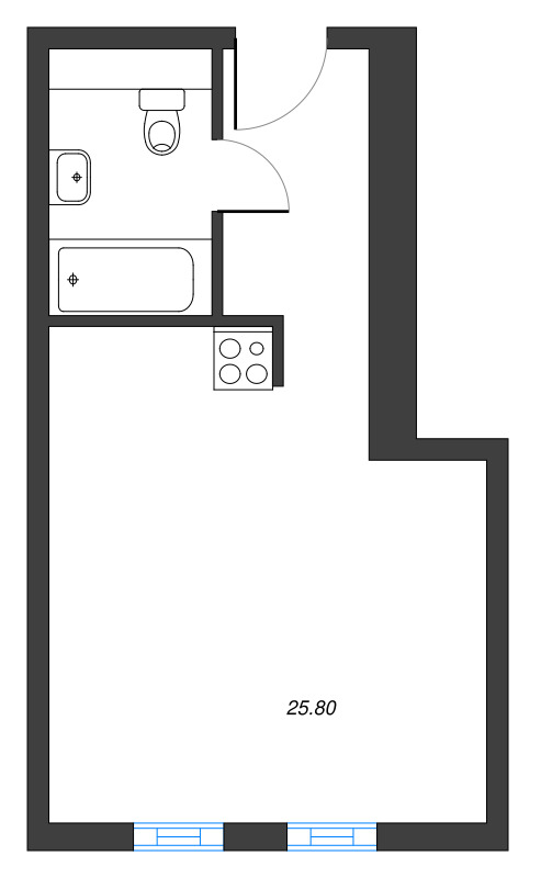 1-комнатная квартира  №303 в Gler: 25.7 м², этаж 3 - купить в Санкт-Петербурге