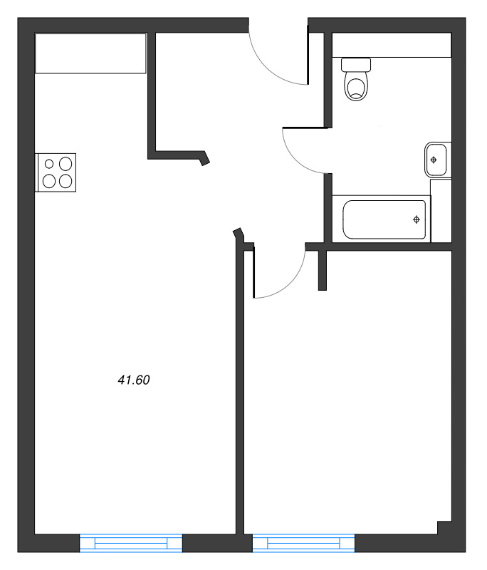 1-комнатная квартира  №511 в Gler: 41.5 м², этаж 5 - купить в Санкт-Петербурге