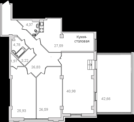 3-комнатная квартира  №Б6/3-5 в ЖК Ultra City ll: 160 м², этаж 6 - купить в Санкт-Петербурге
