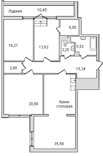 3-комнатная квартира  №А7/3-7 в Русский дом: 114 м², этаж 7 - купить в Санкт-Петербурге