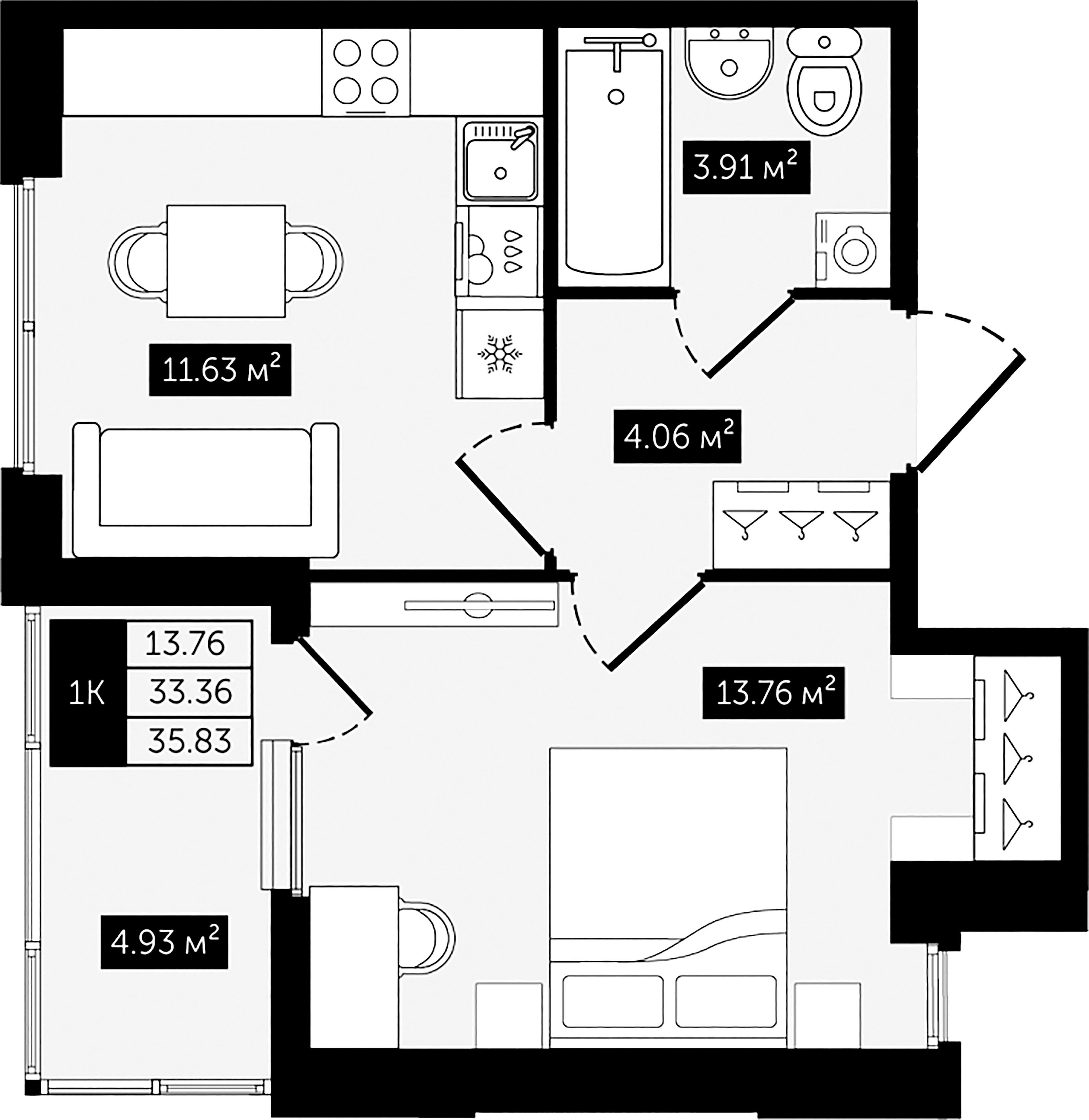 1-комнатная квартира №8 в: Клубный дом №8: 35.83 м²; этаж: 4 - купить в Санкт-Петербурге