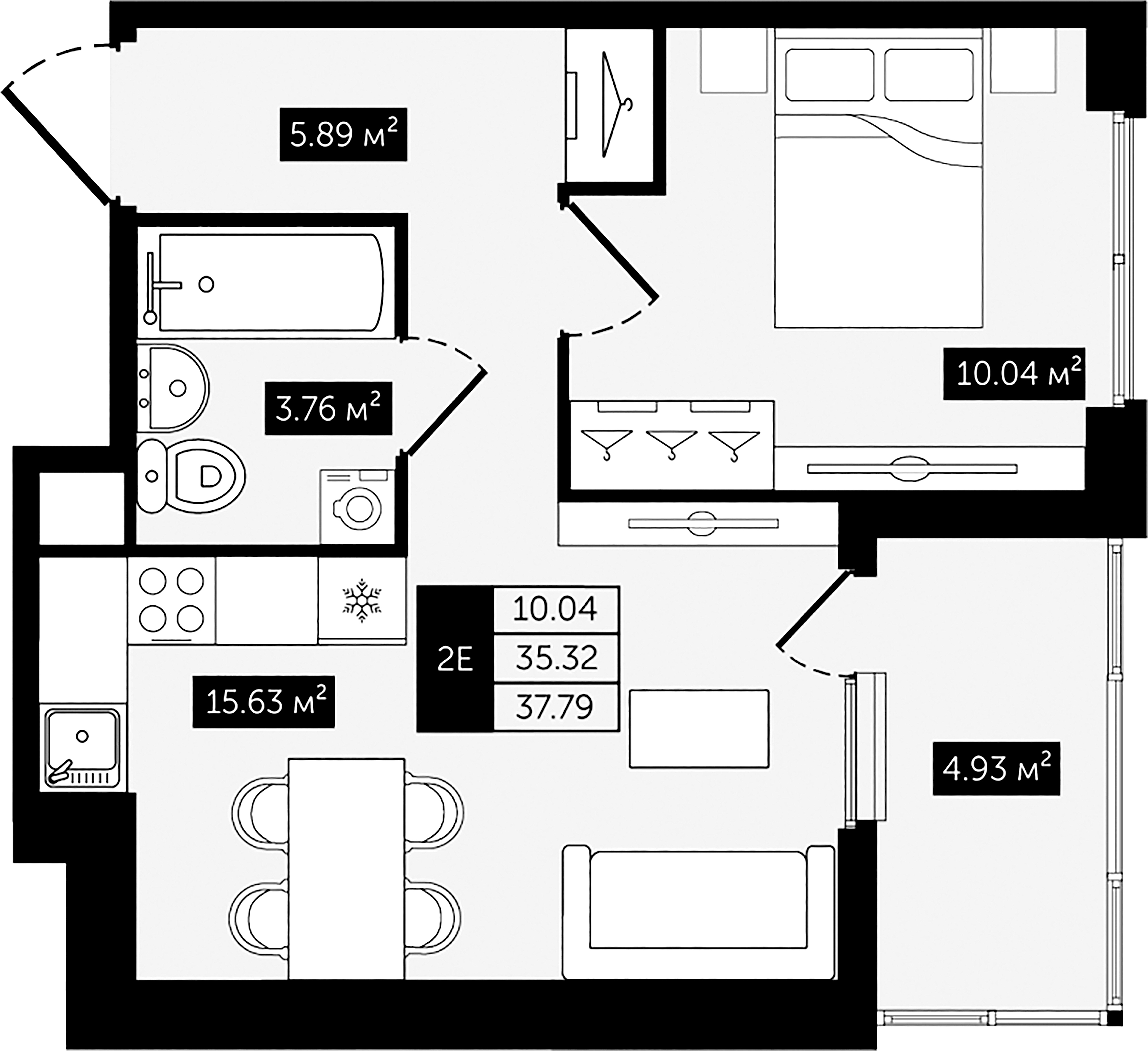 1-комнатная квартира №8 в: Клубный дом №8: 37.79 м²; этаж: 2 - купить в Санкт-Петербурге