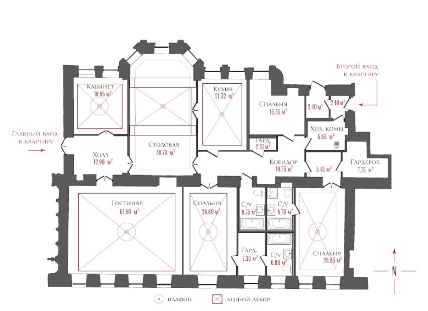 6-комнатная квартира  №1 в Три грации: 304.07 м², этаж 1 - купить в Санкт-Петербурге