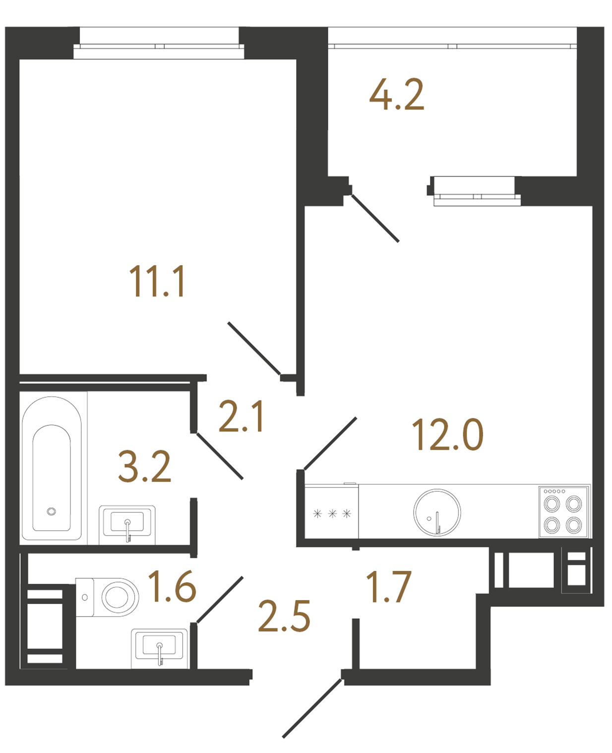 1-комнатная квартира, 34.2 м²; этаж: 11 - купить в Санкт-Петербурге