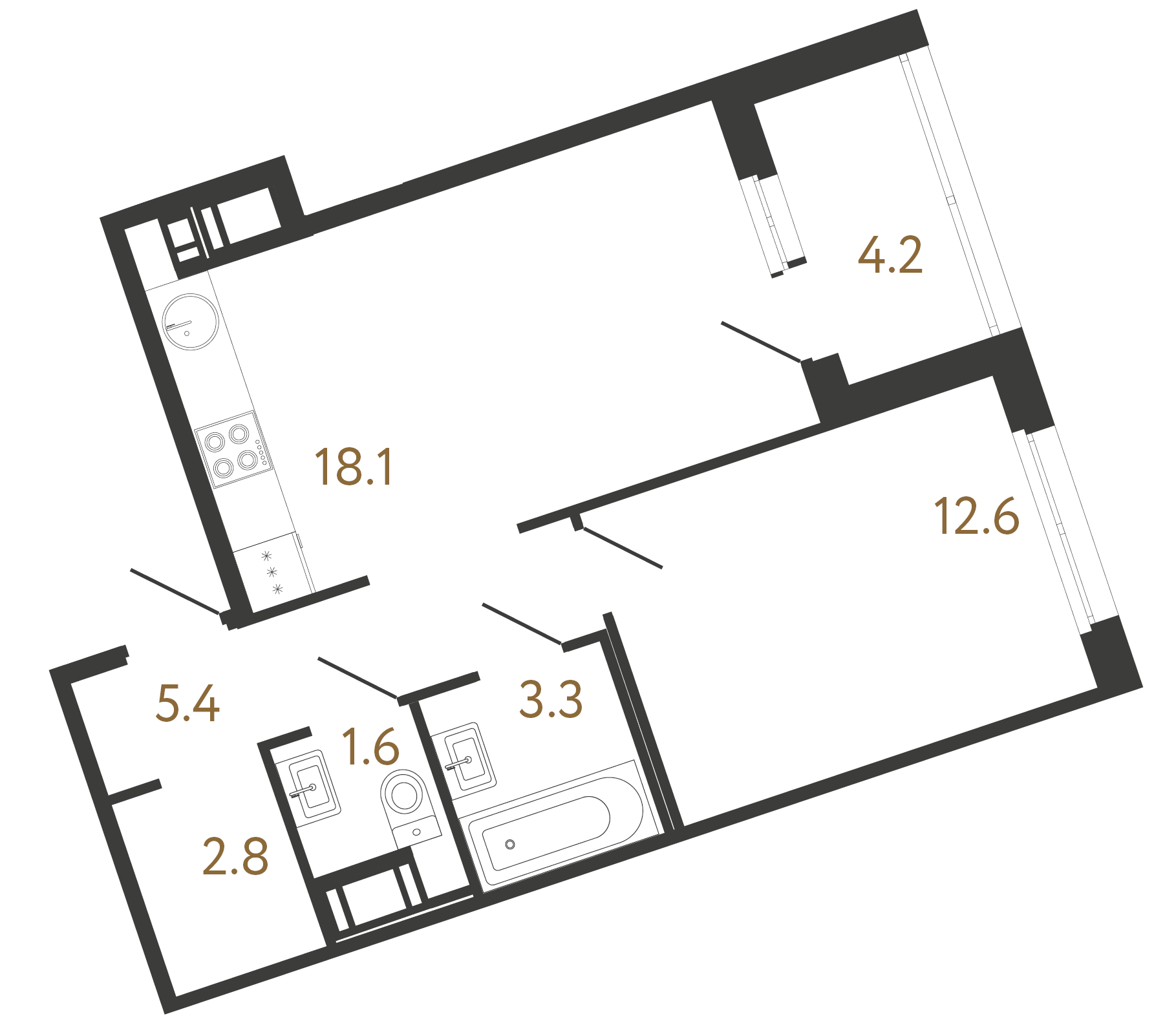 1-комнатная квартира, 43.8 м²; этаж: 6 - купить в Санкт-Петербурге