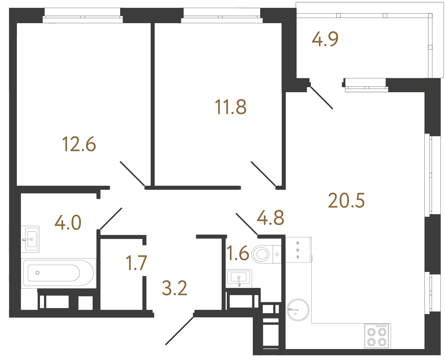 2-комнатная квартира, 60.2 м²; этаж: 10 - купить в Санкт-Петербурге