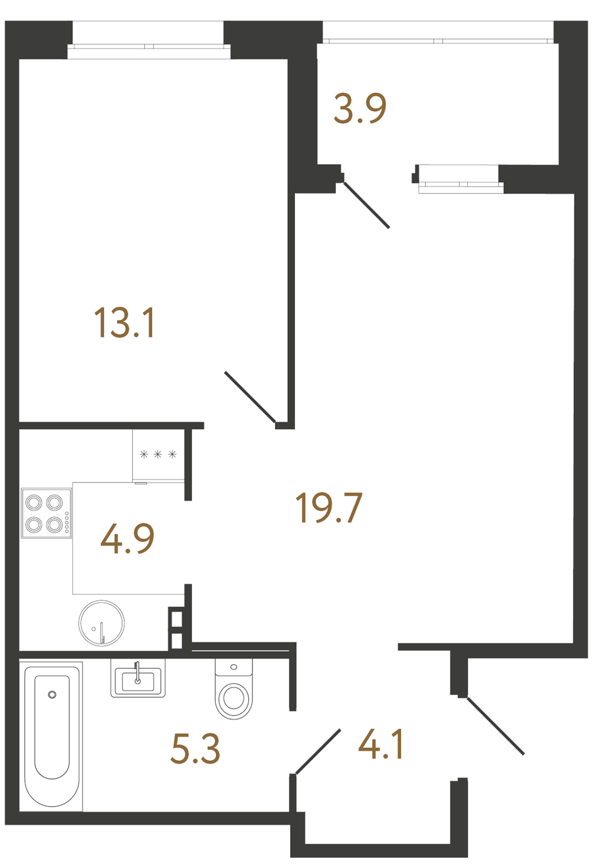 1-комнатная квартира, 47.1 м²; этаж: 8 - купить в Санкт-Петербурге