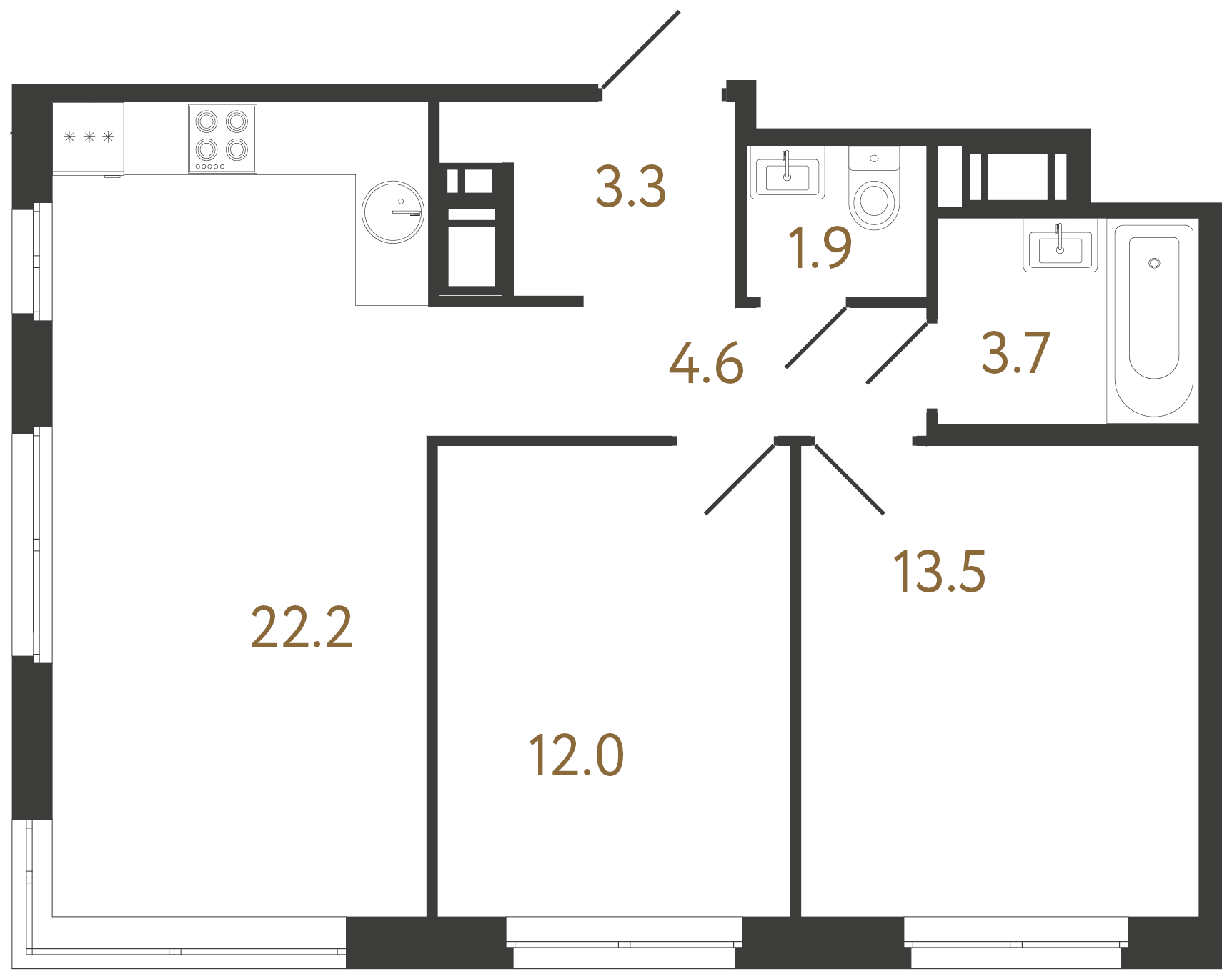 2-комнатная квартира, 61.2 м²; этаж: 10 - купить в Санкт-Петербурге