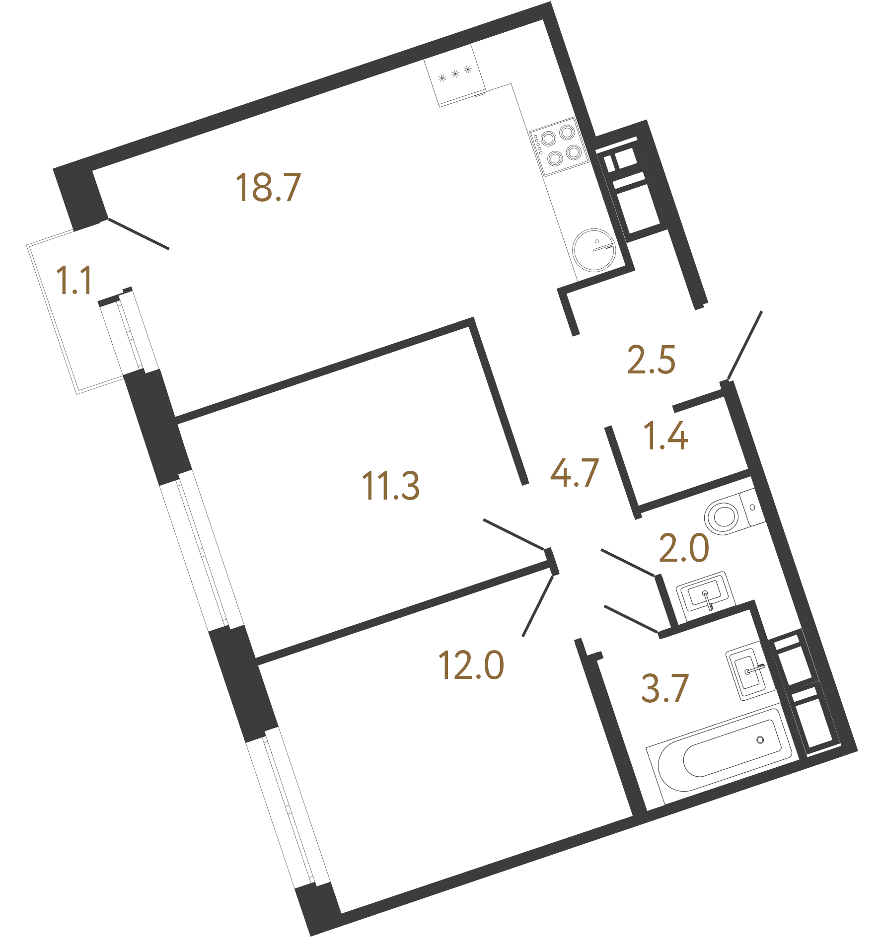 2-комнатная квартира №6 в: Литера: 56.3 м²; этаж: 6 - купить в Санкт-Петербурге