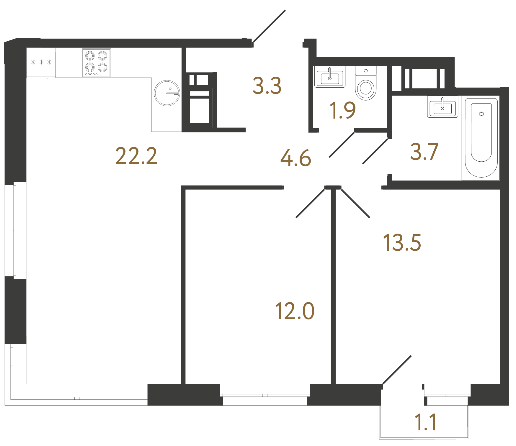 2-комнатная квартира, 61.2 м²; этаж: 6 - купить в Санкт-Петербурге