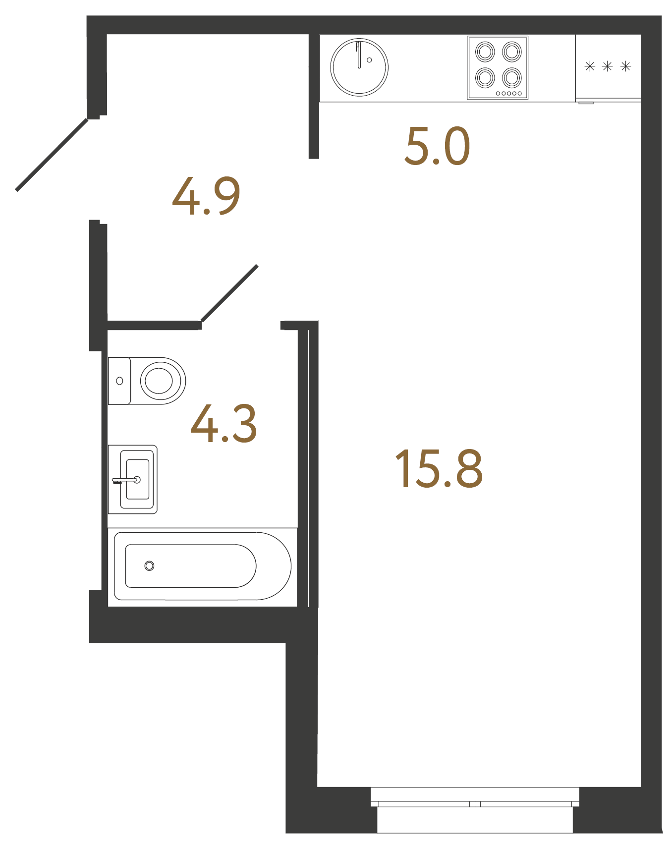 1-комнатная квартира, 30 м²; этаж: 7 - купить в Санкт-Петербурге