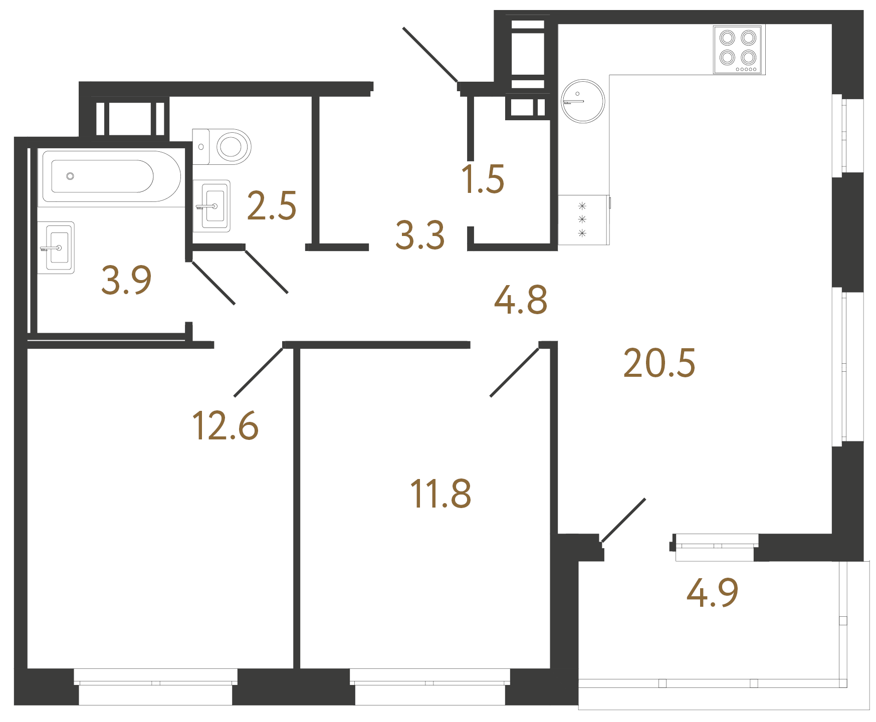 2-комнатная квартира, 60.9 м²; этаж: 4 - купить в Санкт-Петербурге