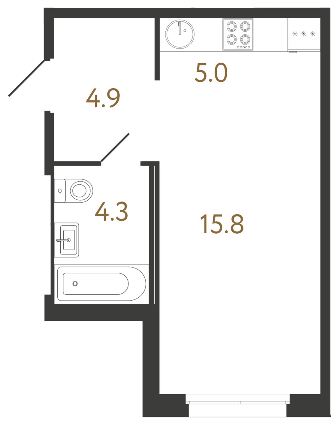 1-комнатная квартира, 30 м²; этаж: 6 - купить в Санкт-Петербурге