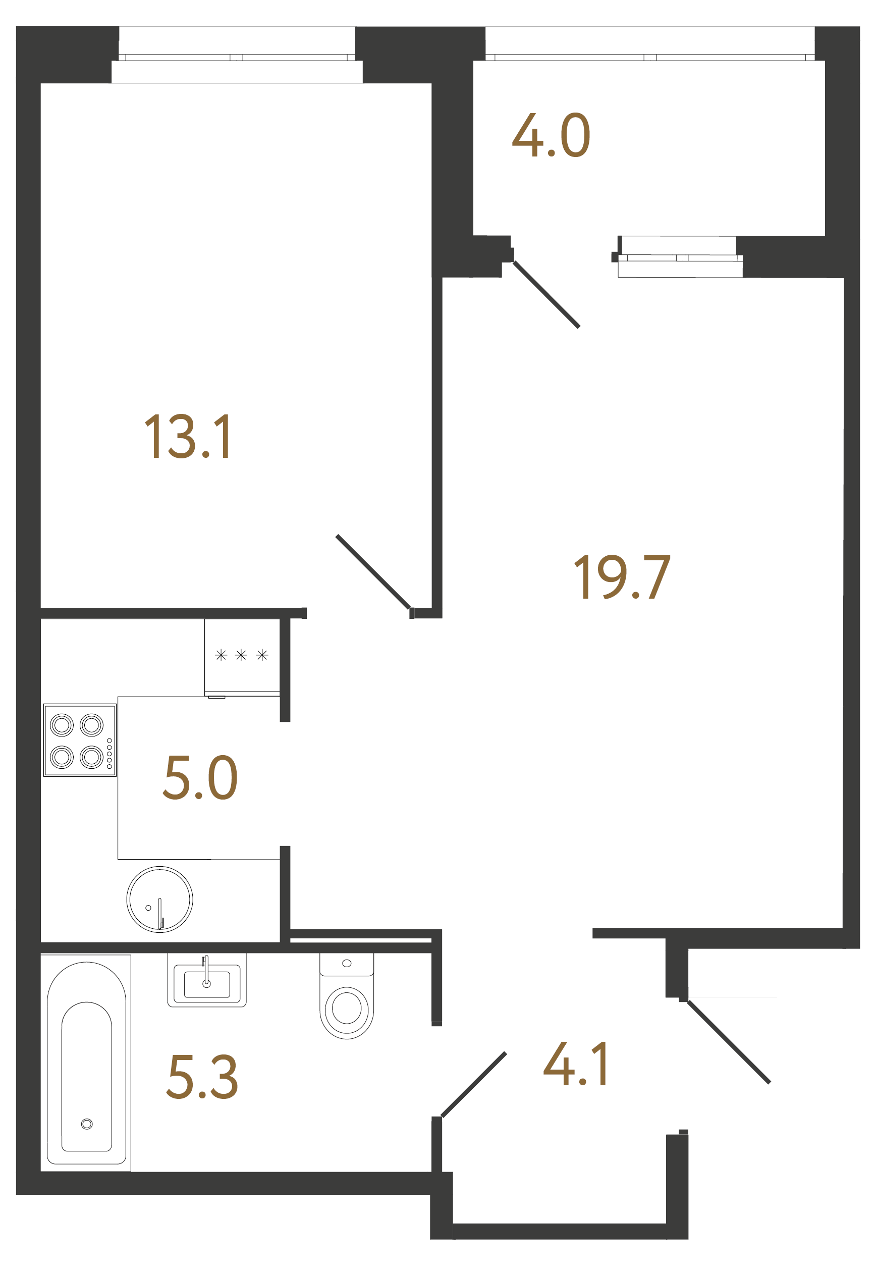 1-комнатная квартира, 47.2 м²; этаж: 3 - купить в Санкт-Петербурге