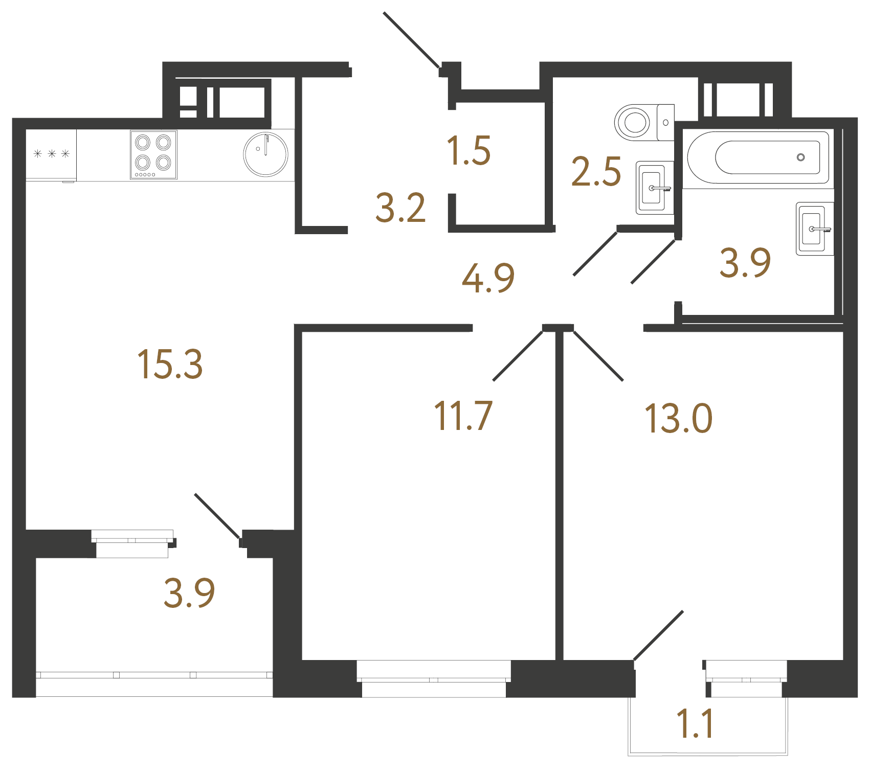 2-комнатная квартира, 56 м²; этаж: 8 - купить в Санкт-Петербурге