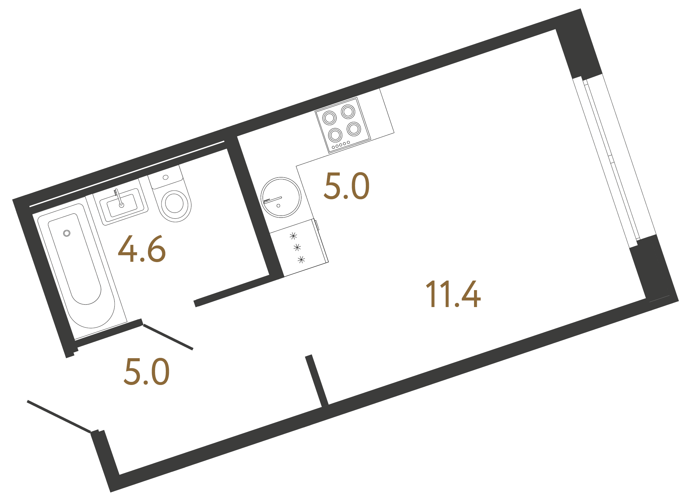 1-комнатная квартира, 26 м²; этаж: 3 - купить в Санкт-Петербурге