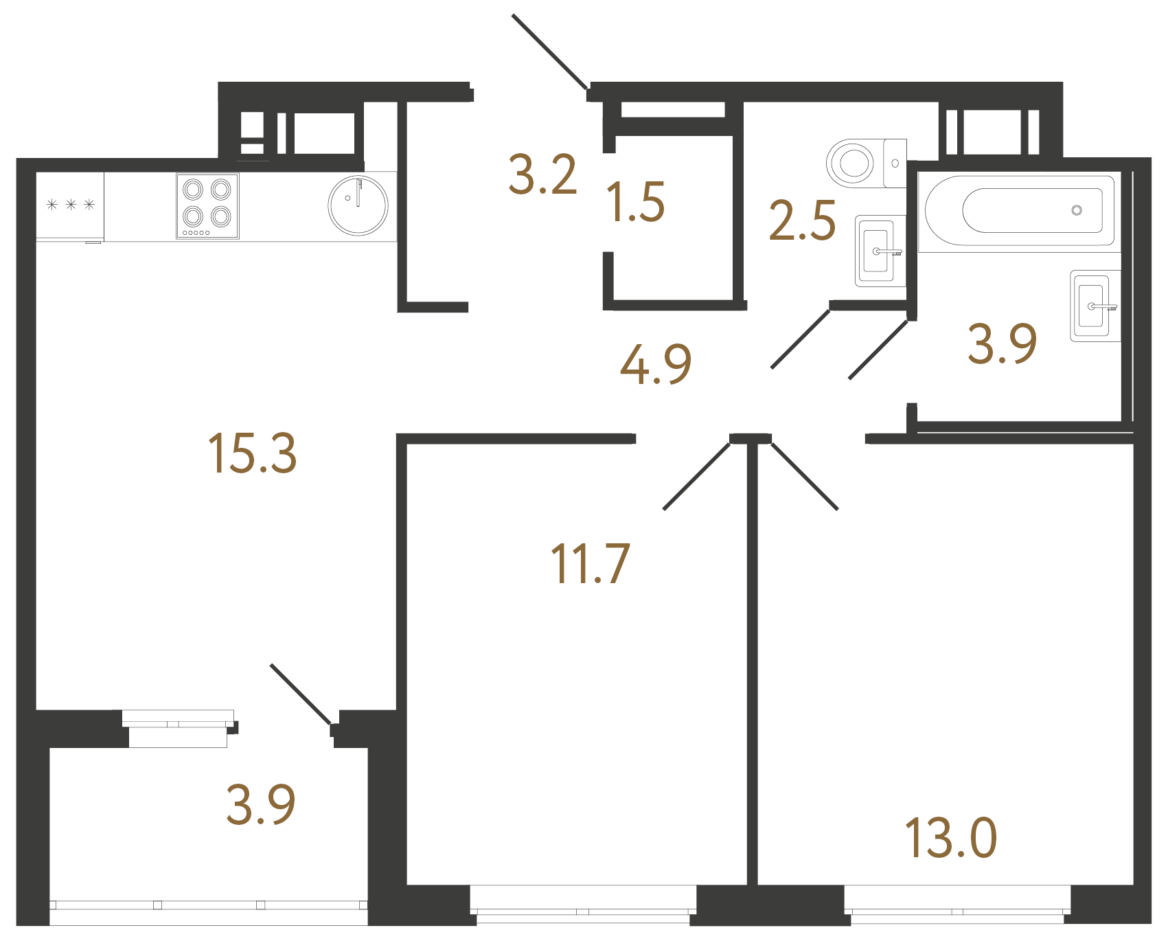 2-комнатная квартира, 56 м²; этаж: 9 - купить в Санкт-Петербурге