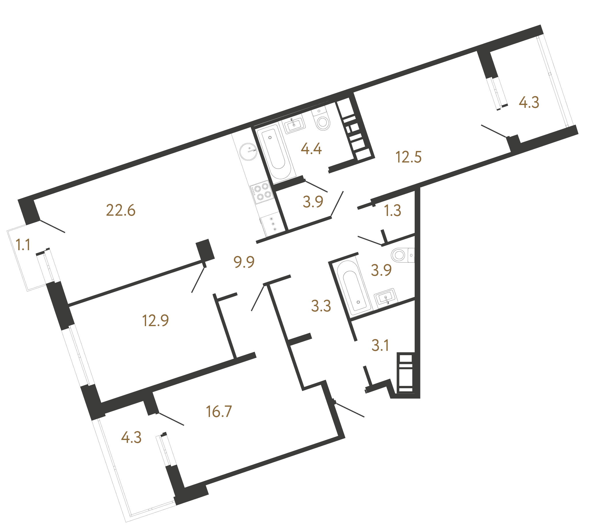 3-комнатная квартира, 94.5 м²; этаж: 6 - купить в Санкт-Петербурге