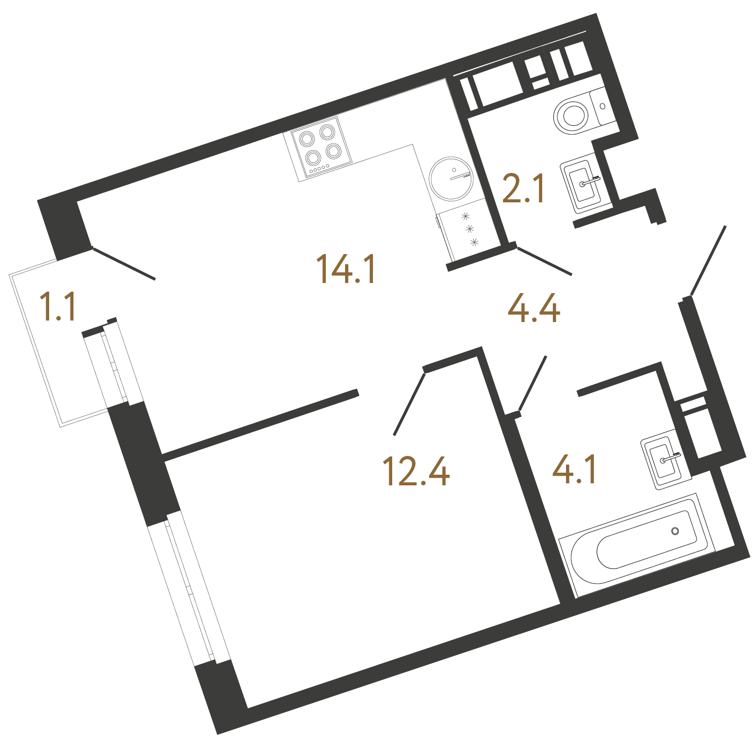 1-комнатная квартира, 37.1 м²; этаж: 7 - купить в Санкт-Петербурге