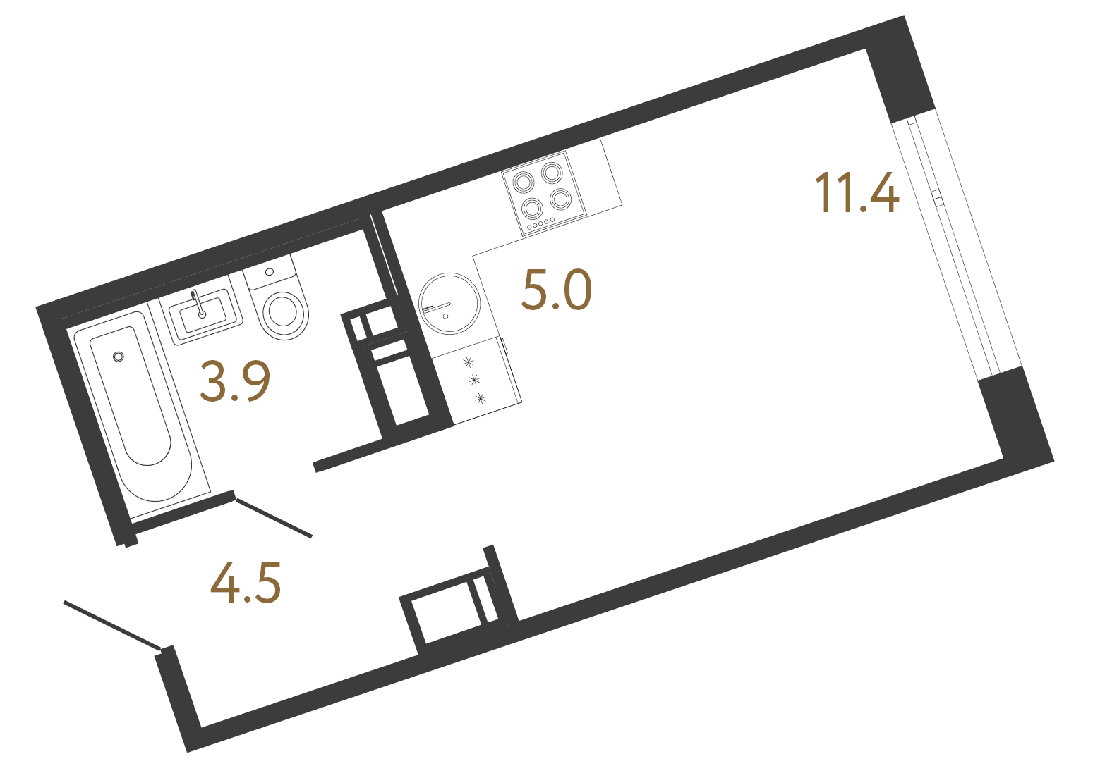 1-комнатная квартира, 24.8 м²; этаж: 5 - купить в Санкт-Петербурге