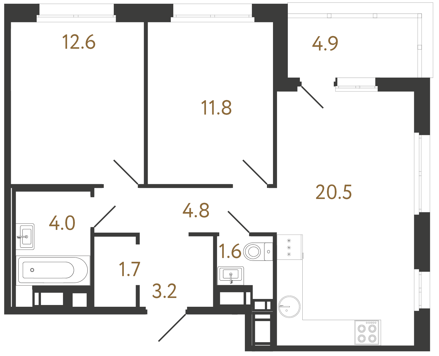 2-комнатная квартира, 60.2 м²; этаж: 7 - купить в Санкт-Петербурге