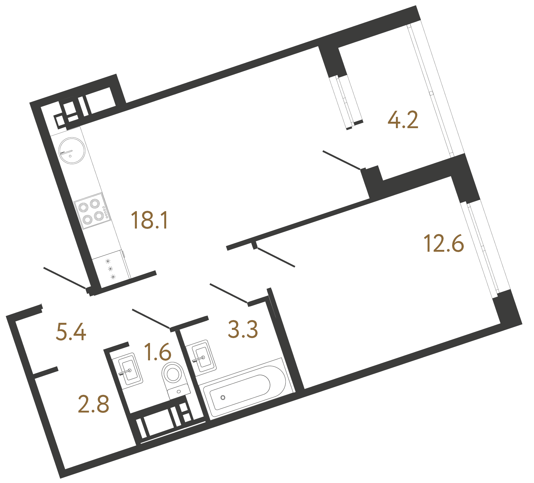 1-комнатная квартира, 43.8 м²; этаж: 8 - купить в Санкт-Петербурге