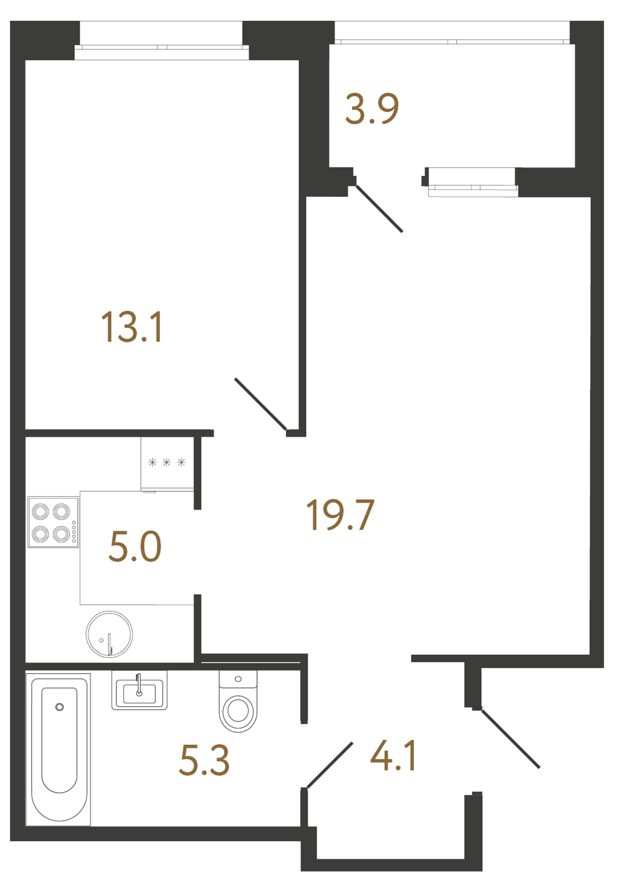 1-комнатная квартира, 47.2 м²; этаж: 6 - купить в Санкт-Петербурге