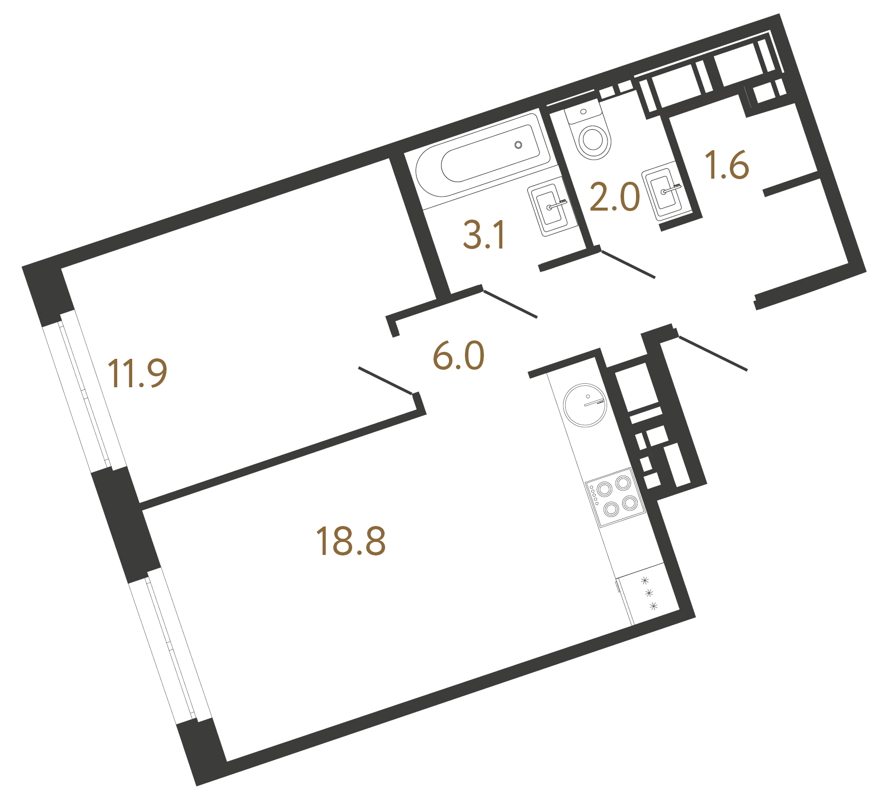 1-комнатная квартира, 43.4 м²; этаж: 8 - купить в Санкт-Петербурге