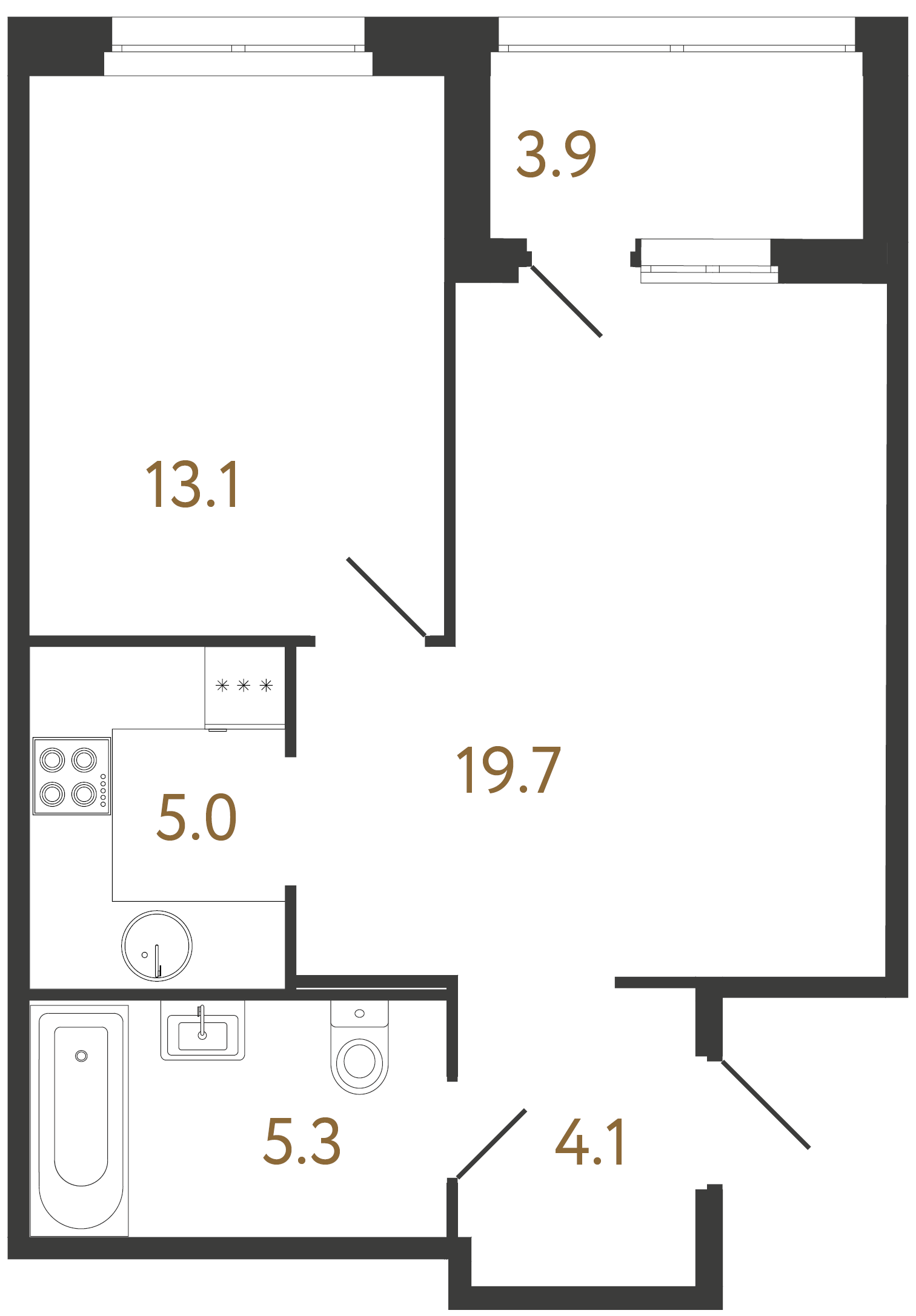 1-комнатная квартира, 47.2 м²; этаж: 4 - купить в Санкт-Петербурге