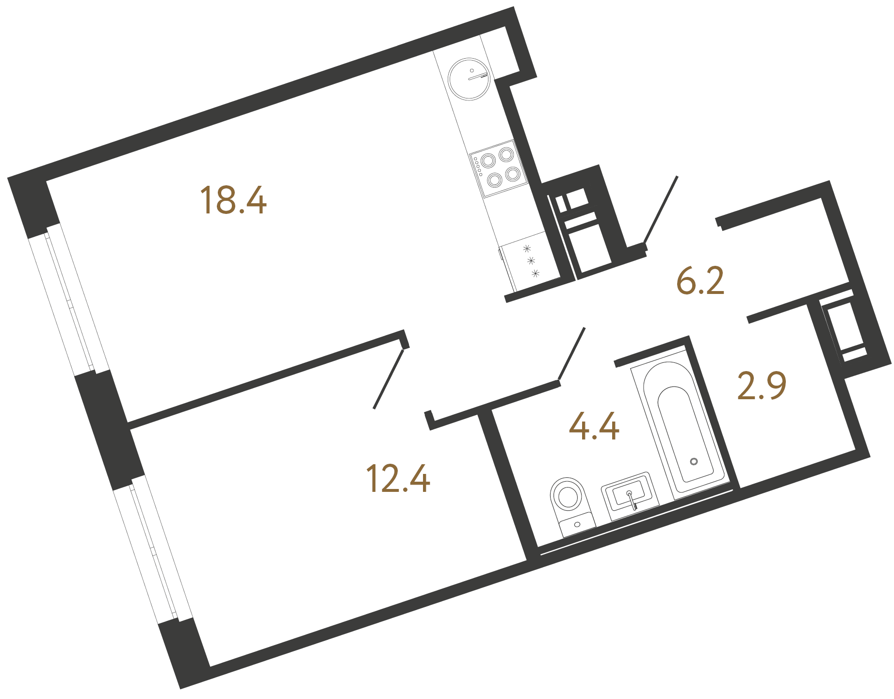 1-комнатная квартира, 44.3 м²; этаж: 5 - купить в Санкт-Петербурге