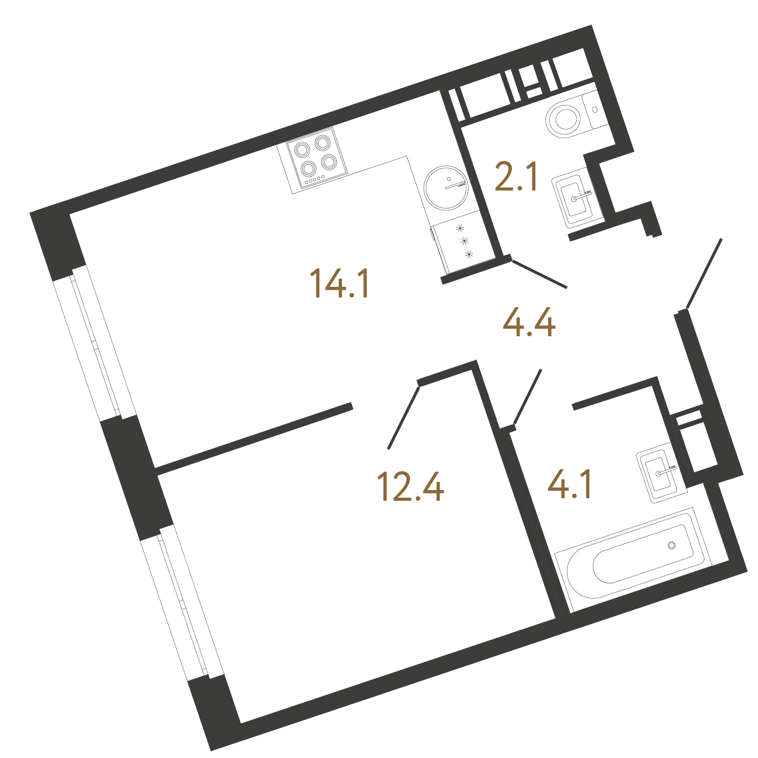 1-комнатная квартира, 37.1 м²; этаж: 4 - купить в Санкт-Петербурге