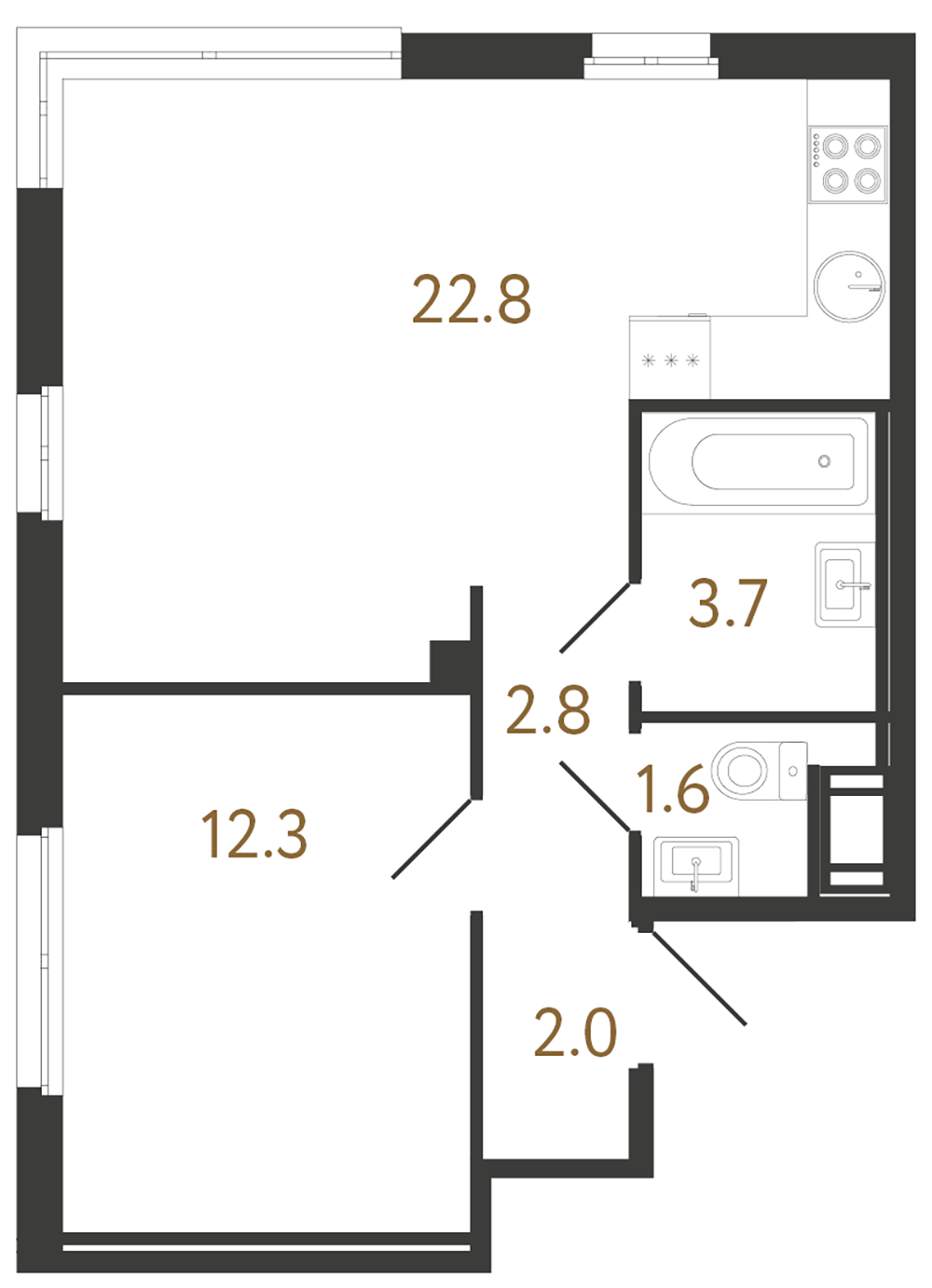 1-комнатная квартира, 45.1 м²; этаж: 10 - купить в Санкт-Петербурге