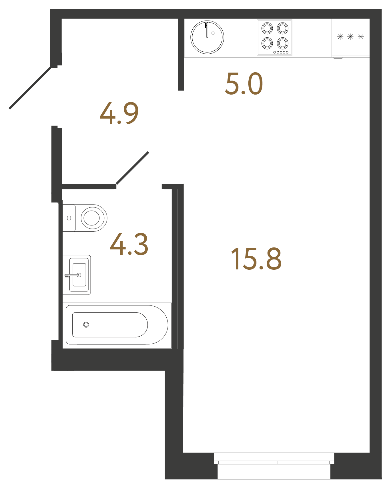 1-комнатная квартира, 30 м²; этаж: 4 - купить в Санкт-Петербурге