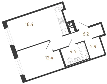 1-комнатная квартира, 44.3 м²; этаж: 8 - купить в Санкт-Петербурге