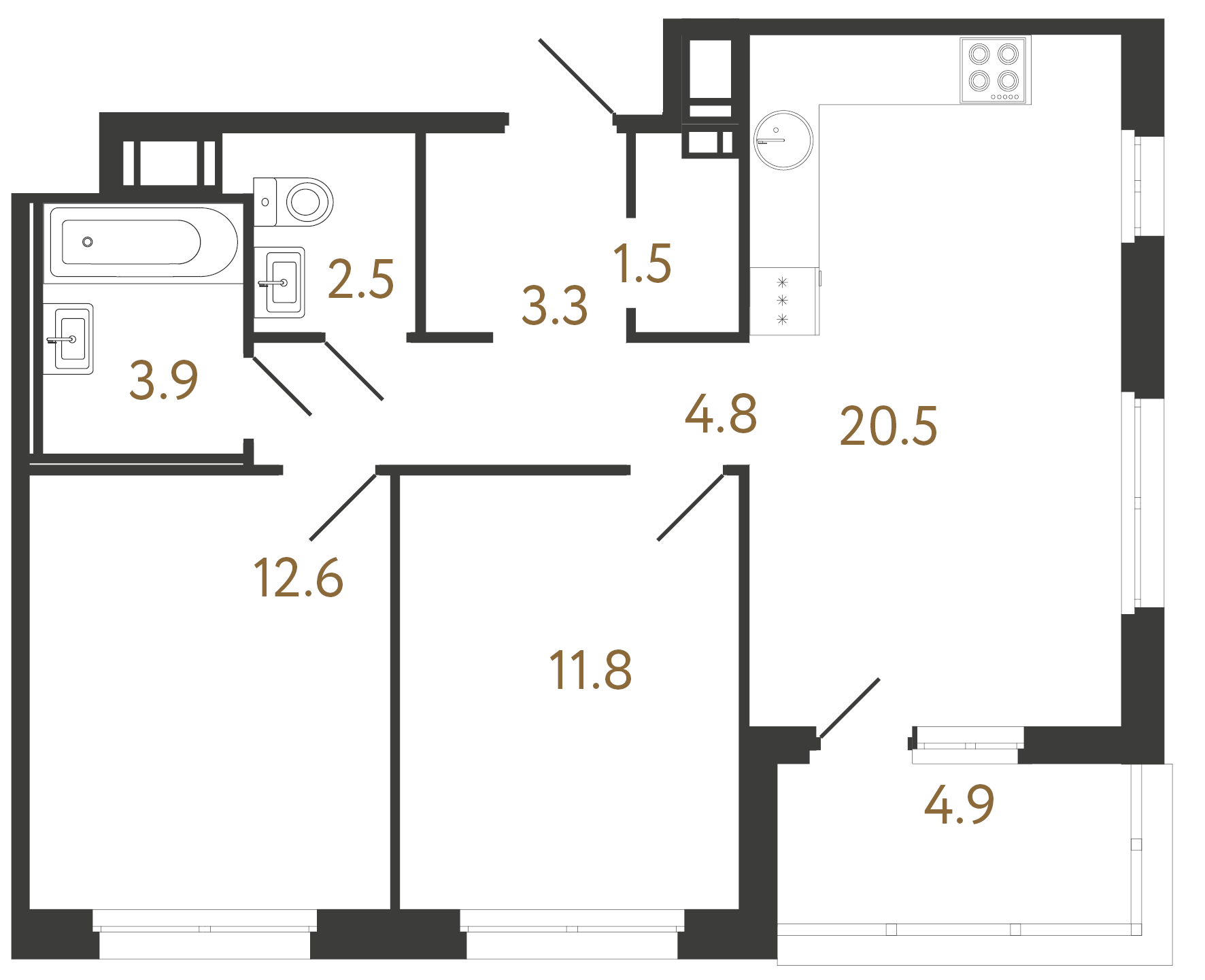 2-комнатная квартира, 60.9 м²; этаж: 7 - купить в Санкт-Петербурге