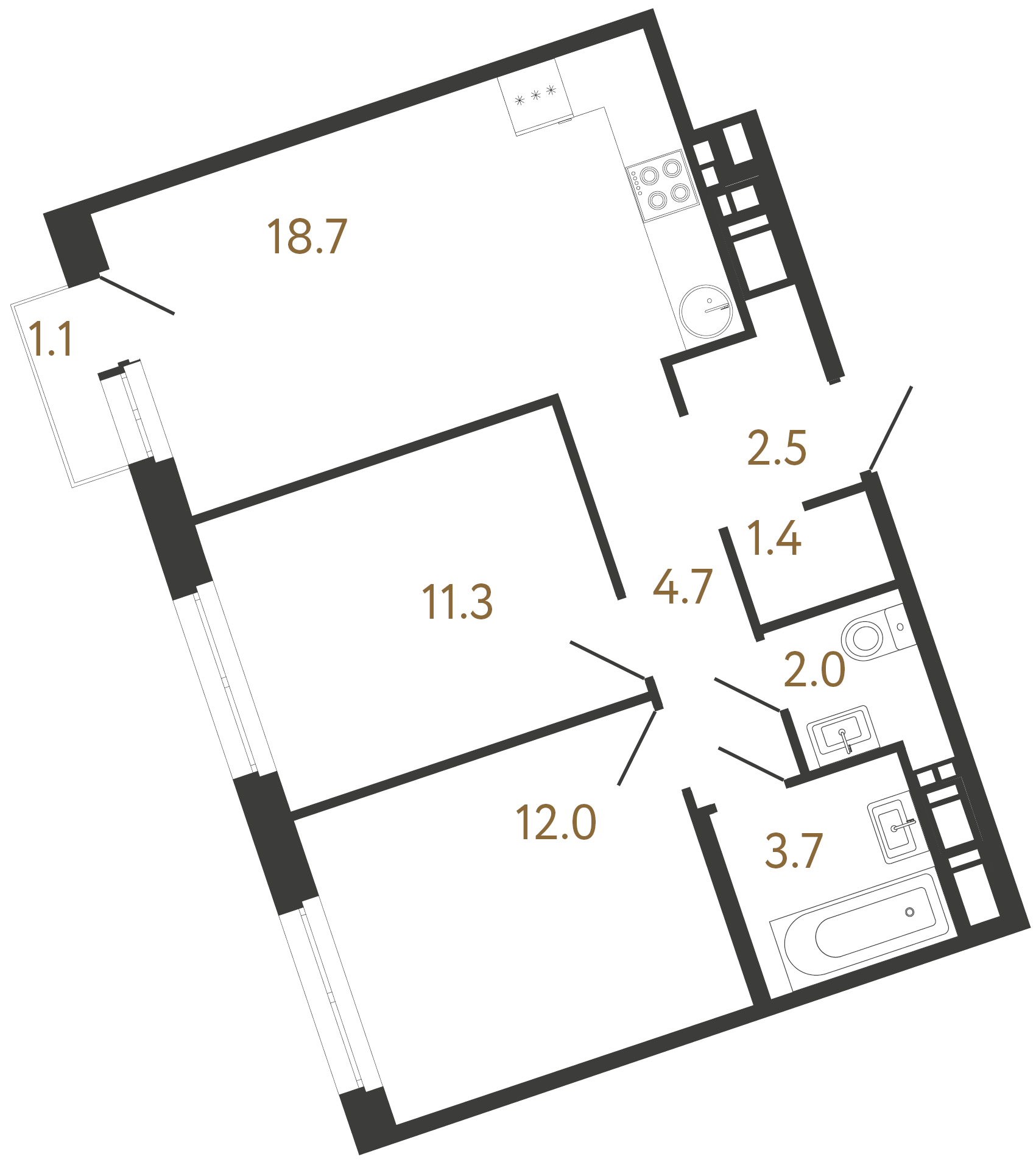 2-комнатная квартира, 56.3 м²; этаж: 8 - купить в Санкт-Петербурге