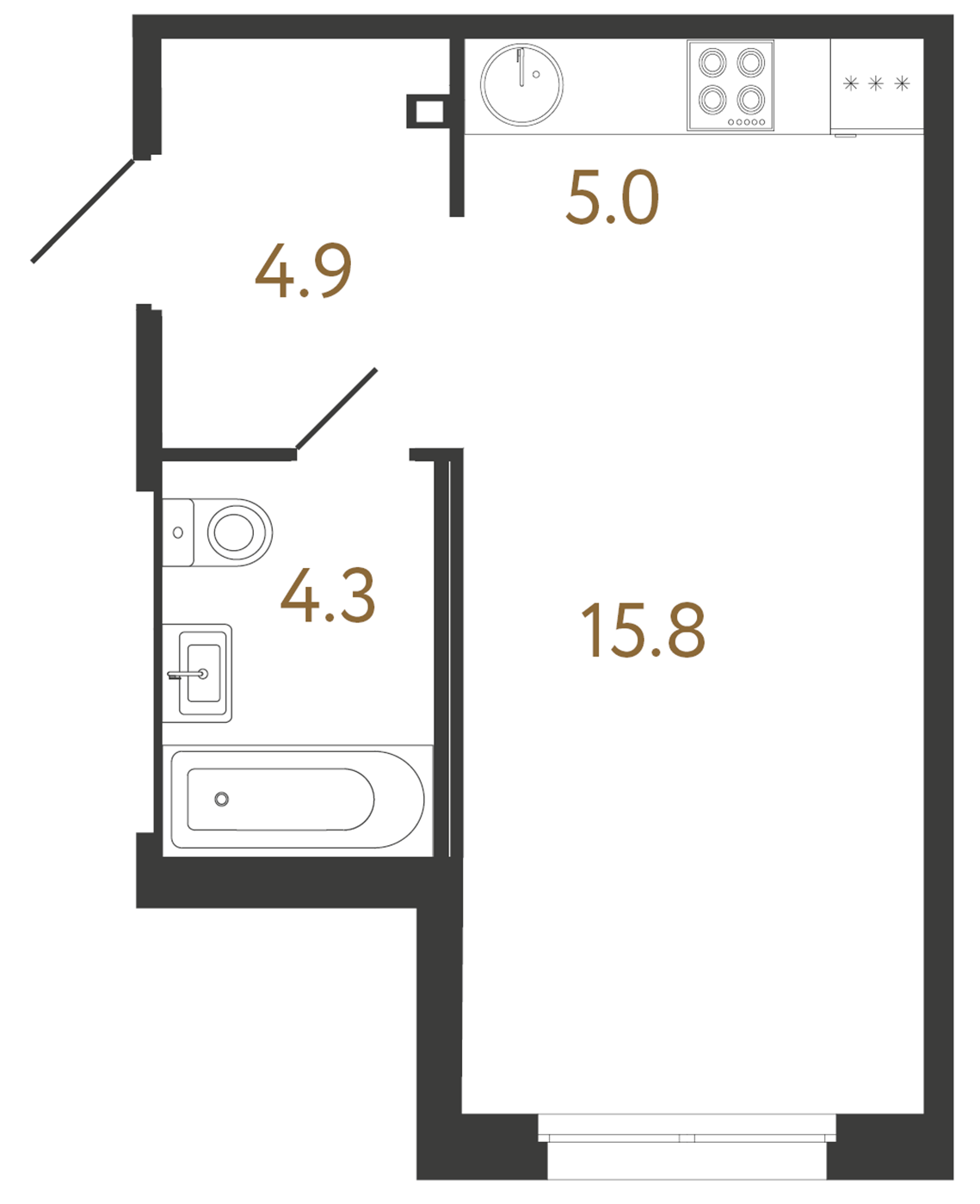 1-комнатная квартира, 30 м²; этаж: 8 - купить в Санкт-Петербурге