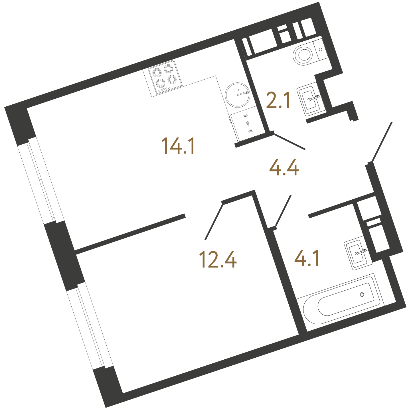 1-комнатная квартира, 37.1 м²; этаж: 5 - купить в Санкт-Петербурге