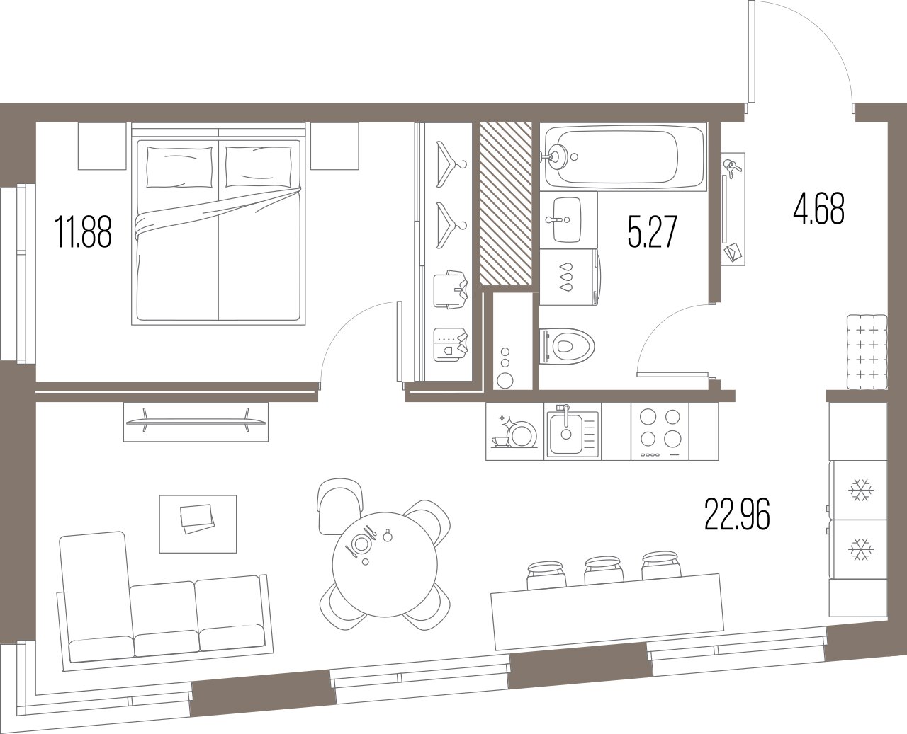 1-комнатная квартира, 44.79 м²; этаж: 9 - купить в Санкт-Петербурге