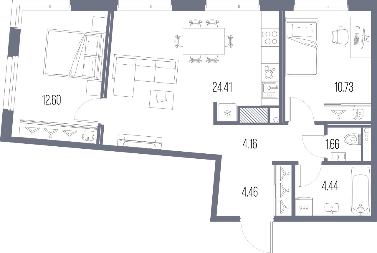 2-комнатная квартира, 62.48 м²; этаж: 8 - купить в Санкт-Петербурге