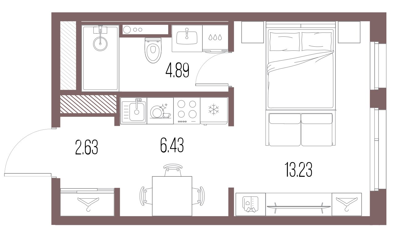 1-комнатная квартира, 27.19 м²; этаж: 7 - купить в Санкт-Петербурге