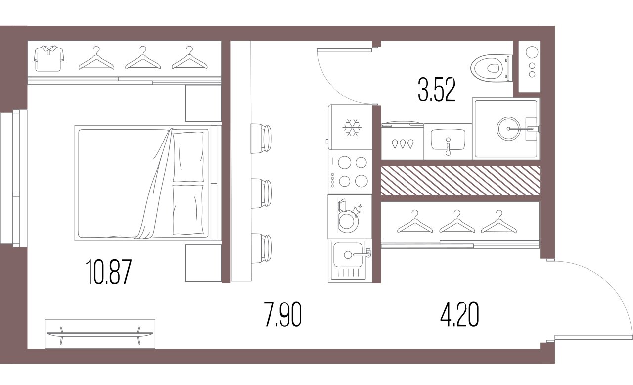 1-комнатная квартира, 26.5 м²; этаж: 7 - купить в Санкт-Петербурге