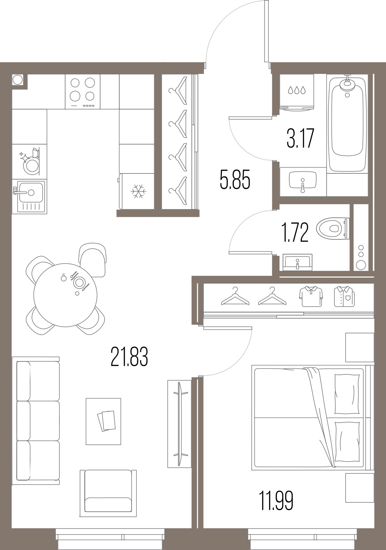 1-комнатная квартира, 44.56 м²; этаж: 6 - купить в Санкт-Петербурге