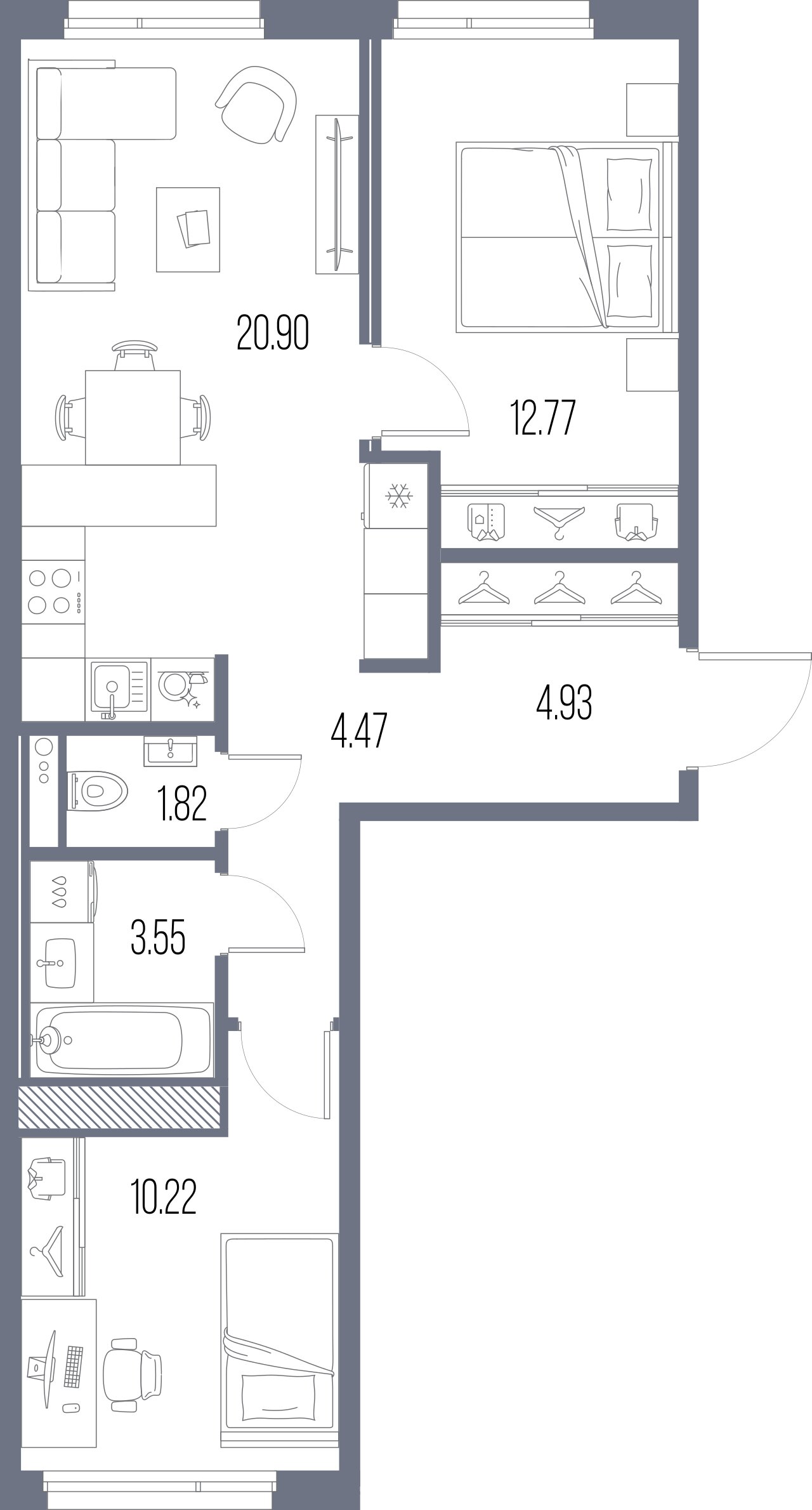 2-комнатная квартира  №324 в Legenda Васильевского: 58.66 м², этаж 2 - купить в Санкт-Петербурге