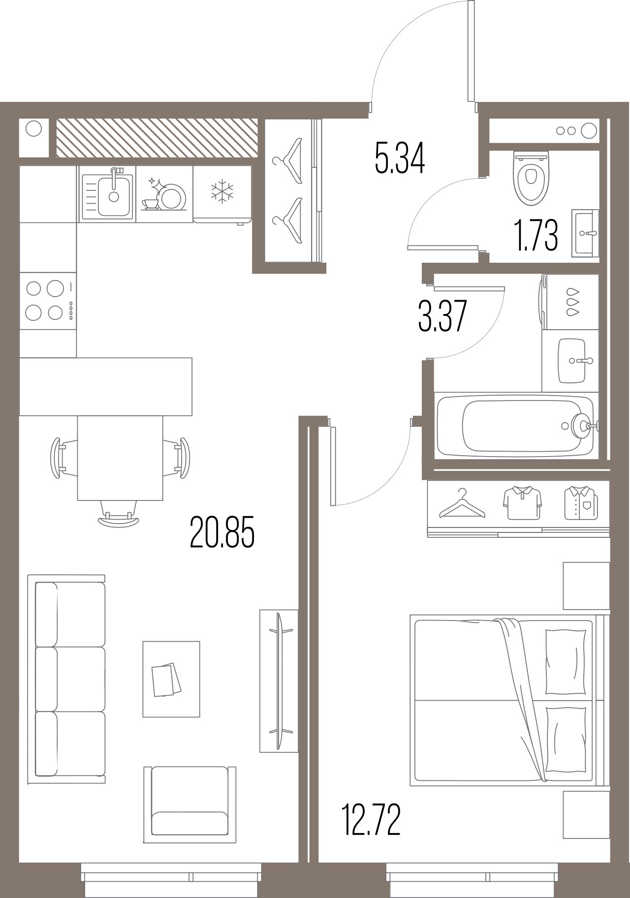 1-комнатная квартира, 44.01 м²; этаж: 9 - купить в Санкт-Петербурге