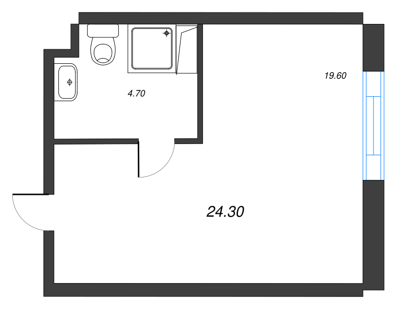 1-комнатная квартира  №1056 в VIDI: 24.3 м², этаж 10 - купить в Санкт-Петербурге