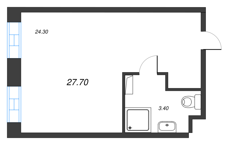 1-комнатная квартира  №1028 в VIDI: 27.7 м², этаж 10 - купить в Санкт-Петербурге