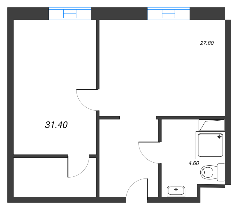 1-комнатная квартира  №1047 в VIDI: 33.6 м², этаж 10 - купить в Санкт-Петербурге