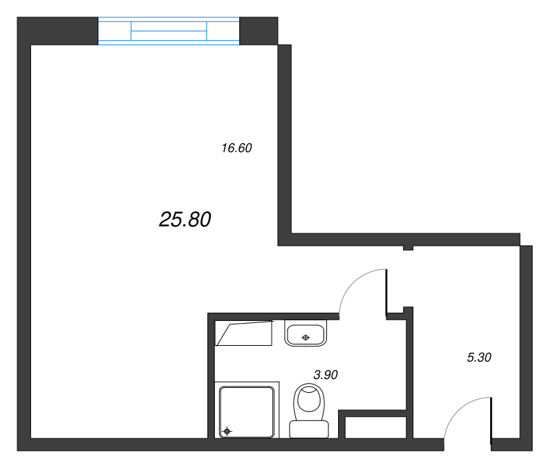 1-комнатная квартира  №1048 в VIDI: 25.8 м², этаж 10 - купить в Санкт-Петербурге