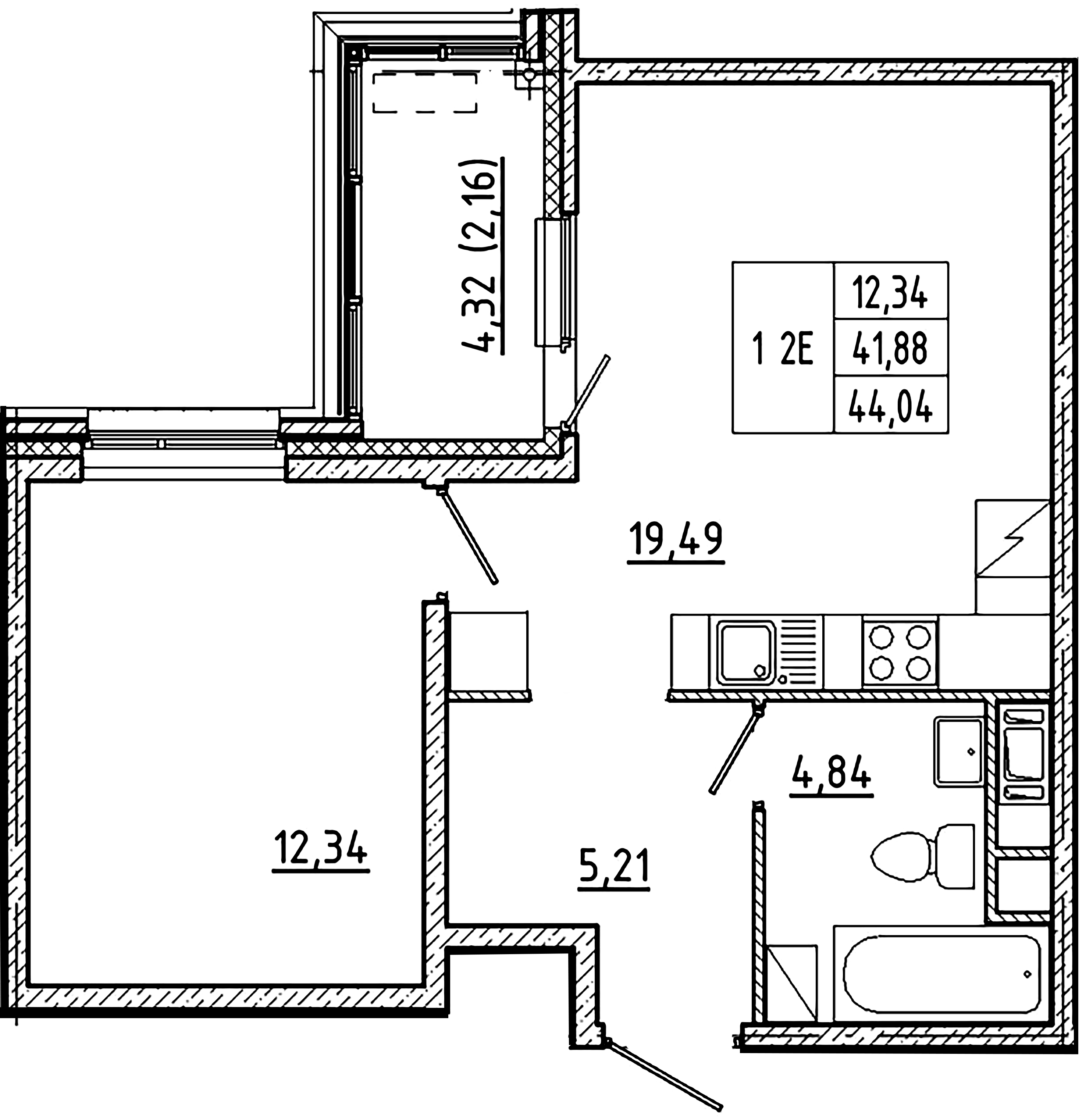 1-комнатная квартира  №83 в Клубный дом №8: 44.04 м², этаж 5 - купить в Санкт-Петербурге